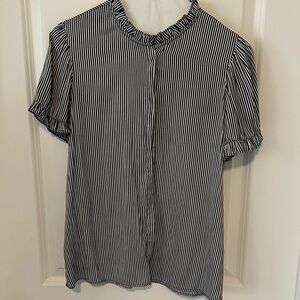 T Tahari Black and White Striped Blouse